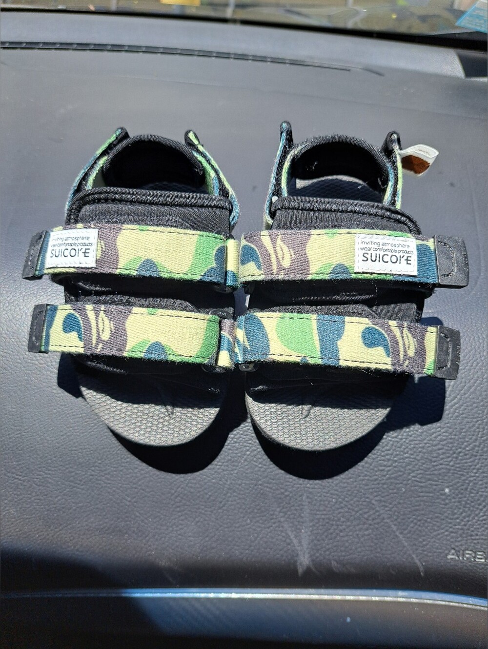 BAPE x Suicoke Kids Green Camo Adjustable Strap Sandals 9c (Fits Like 8c)